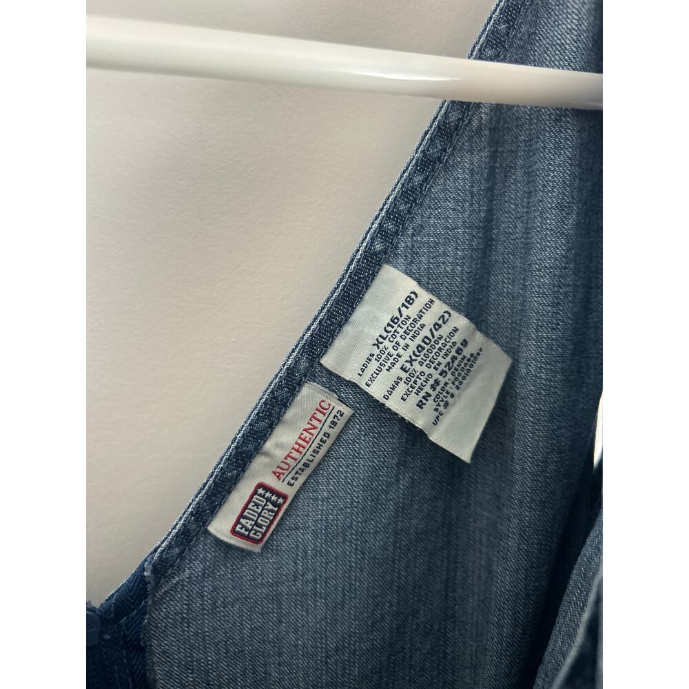 Faded Glory Embroidered Denim Dress XL – Vintage 100% Cotton Made in Mexico - Picture 6 of 8